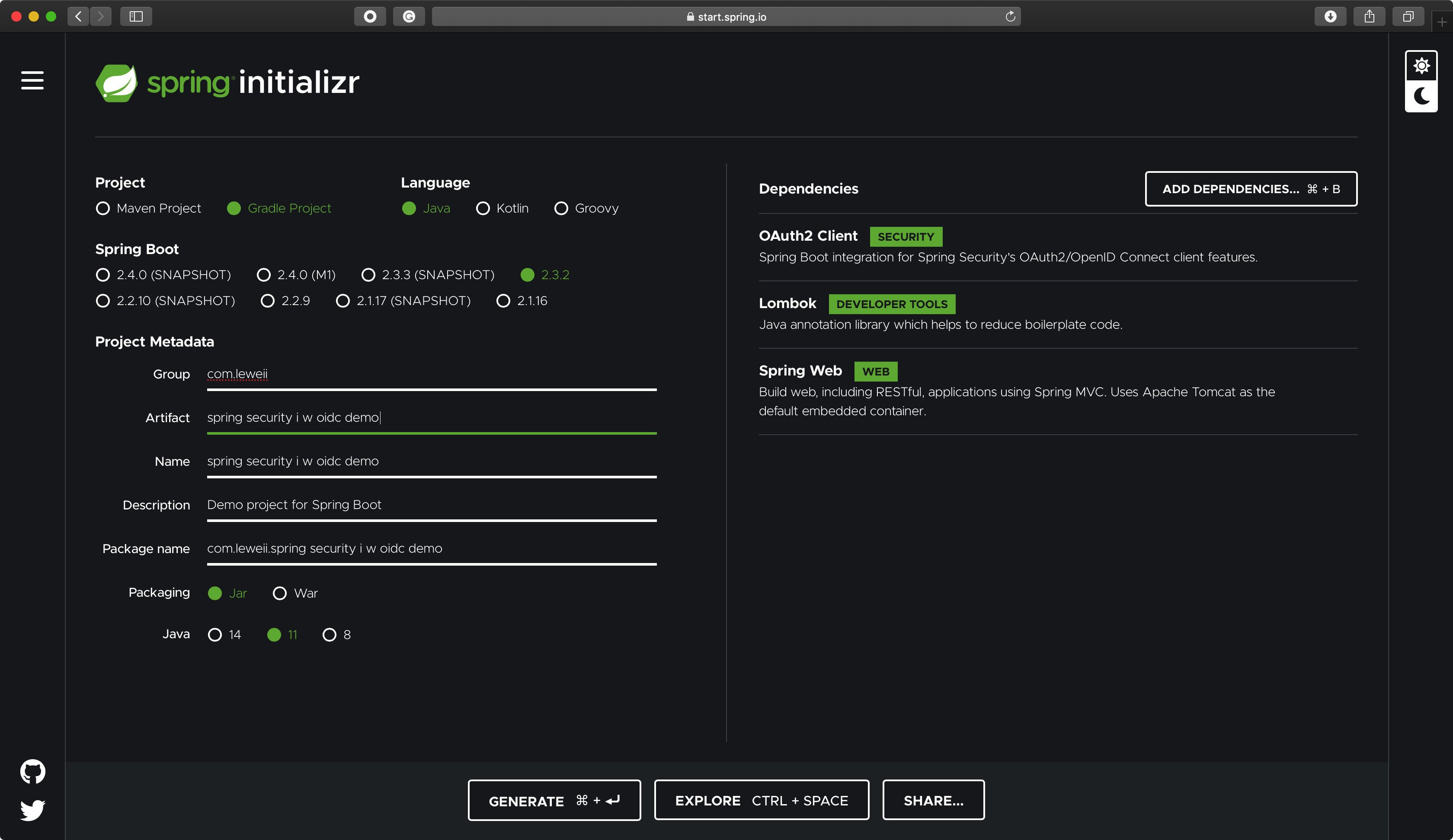 spring proj generator