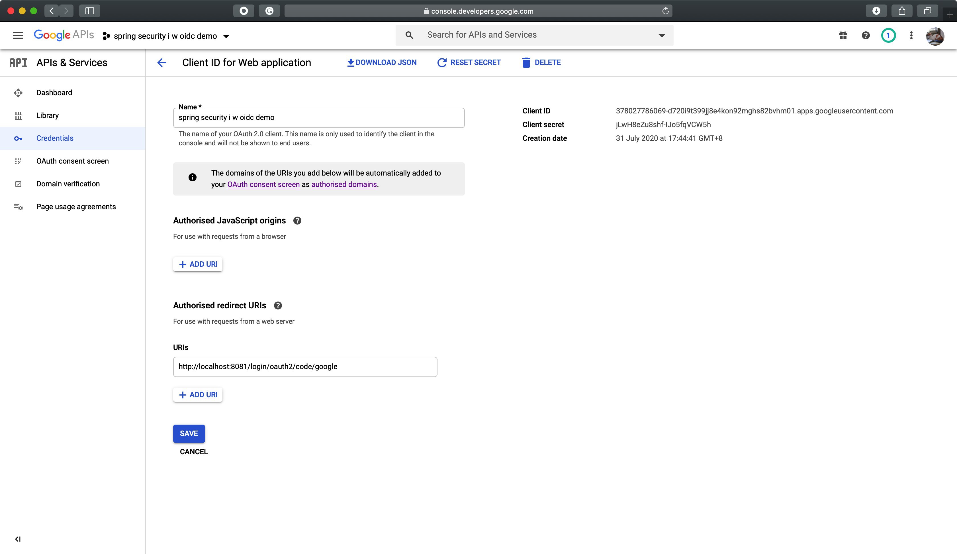 google console